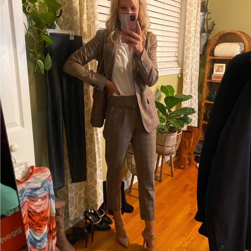 Plaid Women's Jumpsuit - Brown